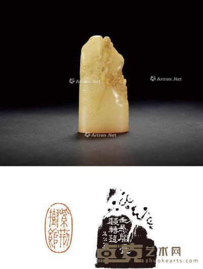  清·杨澥刻寿山石梅纹章 3.5×1.9×6.6cm