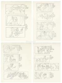  上海美术电影制片厂《金猴降妖》动画分镜头原稿 （六帧） 纸本 线描