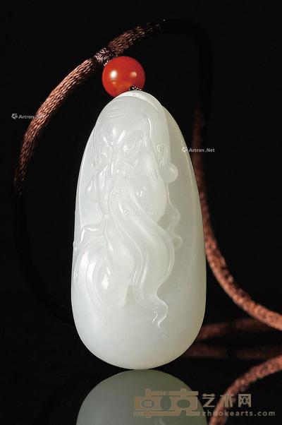 关圣帝君 白玉挂件 钤印:胡 43×21×17mm
