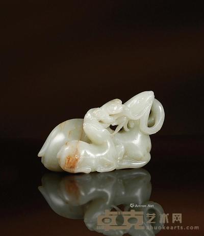 明·白玉路路如意把件 长8.0cm