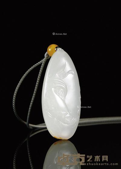 有余 白玉挂件 钤印:顺 51×23×10mm