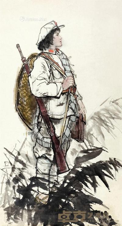 女红军 镜片 设色纸本 120×66cm