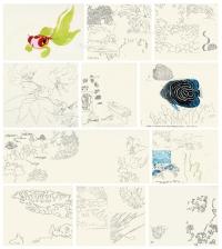  上海美术电影制片厂 《美丽的小金鱼》动画采风稿及赛璐璐片 （十一帧） 纸本 赛璐璐片