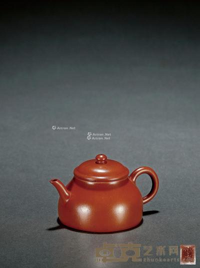 清早期·周发祥制朱泥圆壶 6×10cm