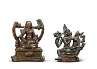  9世纪 铜鬼子母坐像、湿婆 （一组二件）
