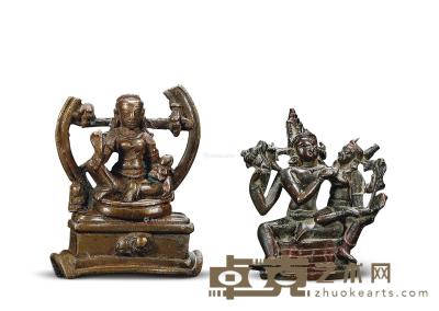  9世纪 铜鬼子母坐像、湿婆 （一组二件） 高7.5cm