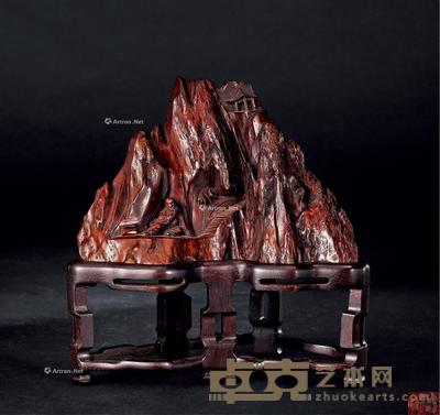  清 黄花梨人物山子 长16cm；高12cm