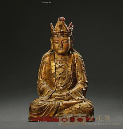 明 木胎阿弥陀佛坐像 高30cm