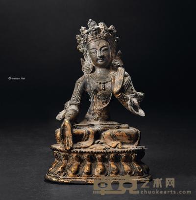  清 铜漆金菩萨 高15.5cm