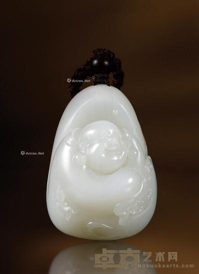 喜纳洪福 白玉把件 钤印:一户侯 60×43×32mm