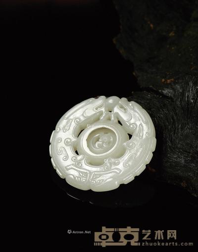 清·白玉双龙纹转心珮 直径5.9cm