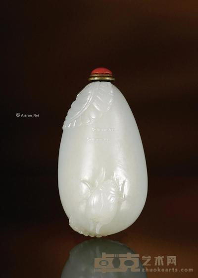 清·白玉富甲天下鼻烟壶 高7.2cm