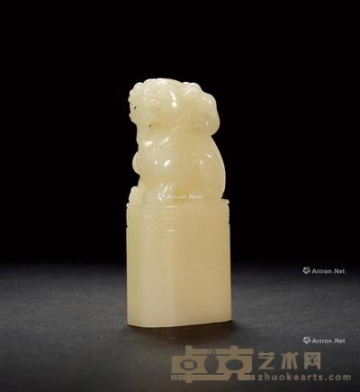 寿山汶洋石古兽钮章 3.2×1.9×7.5cm