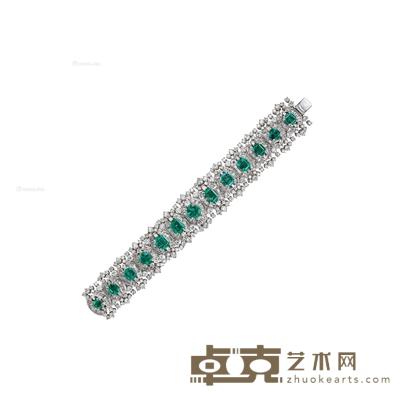 金镶哥伦比亚祖母绿配钻石手链 --