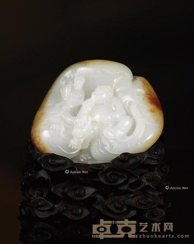 探骊得珠 白玉摆件 钤印:易融 80×94×38mm