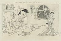  1940年作 迪斯尼动画工作室 木偶奇遇记（Pinocchio）系列动画 手绘原稿 镜片 纸本