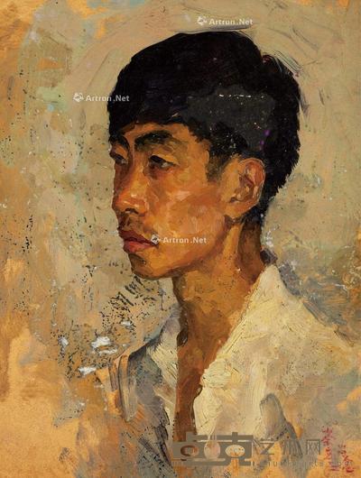 1953年作 张守义肖像 纸本 油画 28.5×22cm