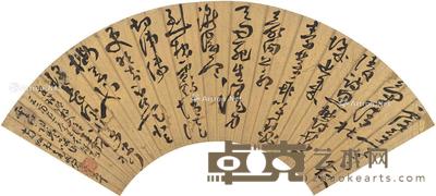 草书 七言诗 扇页 泥金纸本 50×16cm