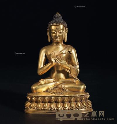  清 铜漆金释迦牟尼佛 高16cm
