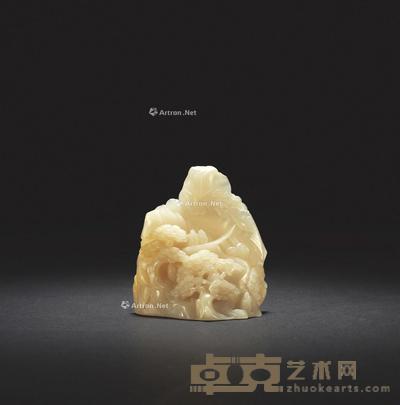 清 沈兼款寿山白芙蓉石山子 宽6.5cm;高6.9cm