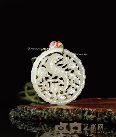  清·白玉镂雕齐眉祝寿珮 直径5.0cm