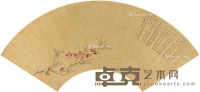 1542年作 桃花图 扇页 设色泥金纸本 50×17cm