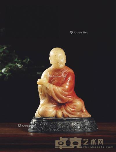 清 寿山芙蓉石罗汉摆件 连座高11.8cm