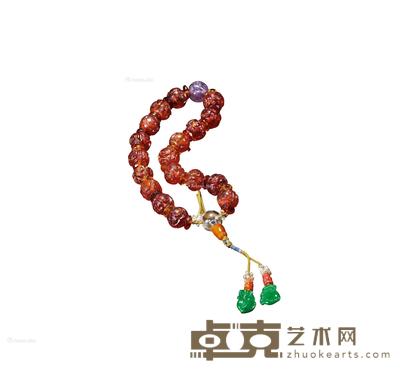清 团寿纹金珀18子手持 --