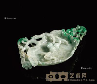 清·翡翠松鼠葡萄纹水洗 长20.2cm