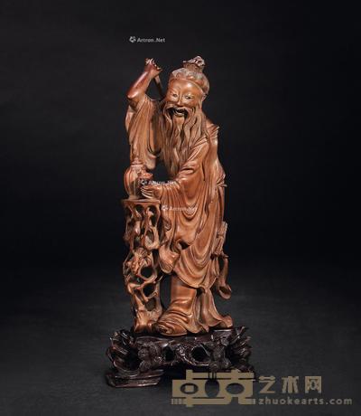  民国 黄杨木雕寿翁 高20.5cm