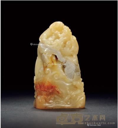 寿山芙蓉石九螭纹随形章 4.7×2.9×8.1cm