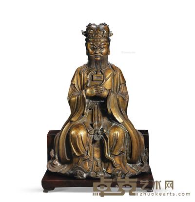 清 铜鎏金道教人物像 高33.5cm