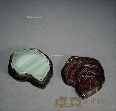 清·雍正年制款叶形松花砚 高1.4cm;长10.5cm;宽8cm
