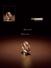  1950年制 开合式18K黄金红宝石戒指