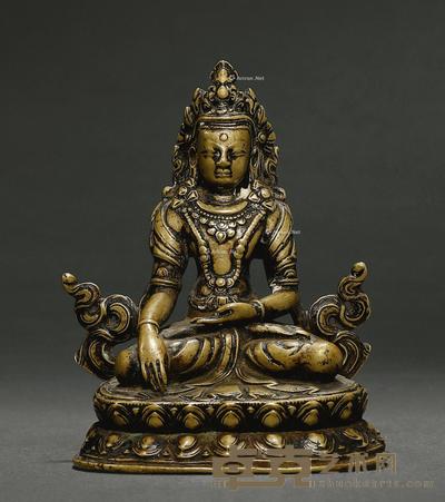 16世纪 合金铜释迦坐像 高11.4cm