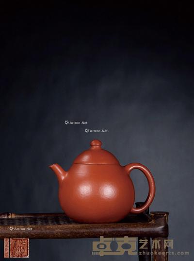 当代·汤渝制朱泥摹古龙蛋壶 7.5×10.3cm
