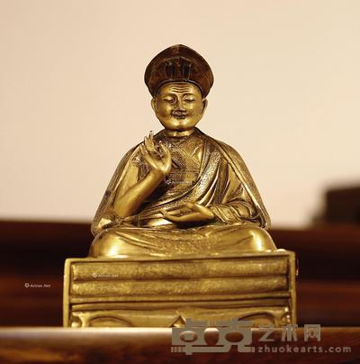 17世纪 铜鎏金上师像 高19cm