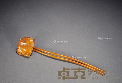 清 黄杨木荷叶形如意 长32.6cm