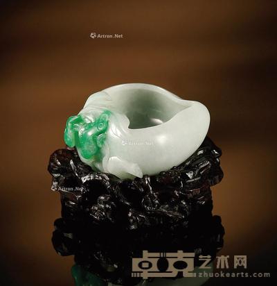 清·翡翠福寿双全洗 长6.4cm