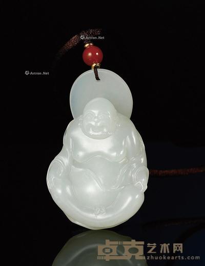 喜笑颜开 白玉挂件 钤印:浩 50×32×15mm