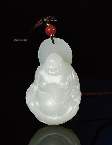  喜笑颜开 白玉挂件 钤印：浩