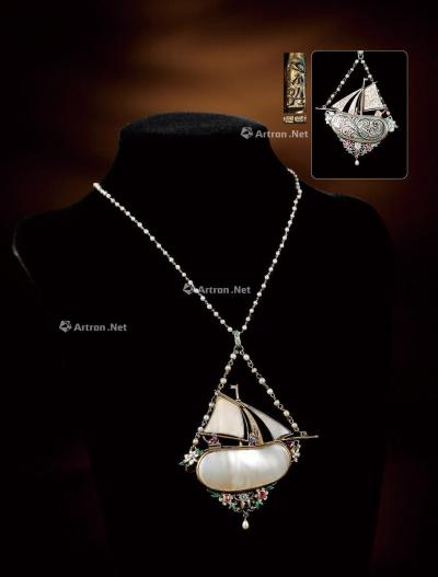  1820年制 珍珠贝母帆船项链