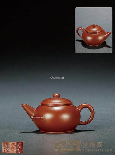 民国·王寅春制朱泥水平壶 5×9.8cm