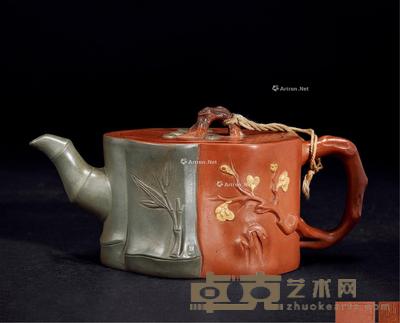 吴同芬 双色紫砂树桩壶 长19.5cm