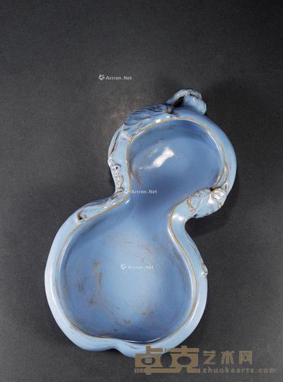 清早期·宜钧釉福禄万代葫芦形水盆 6.8×27.5×48.3cm