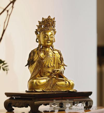  明 铜鎏金地藏菩萨坐像 高37cm