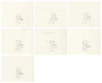  上海美术电影制片厂 《牧笛》动画线稿 （七帧） 纸本 线描