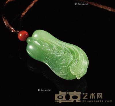 遇百财 碧玉挂件 钤印:胡 49×23×18mm