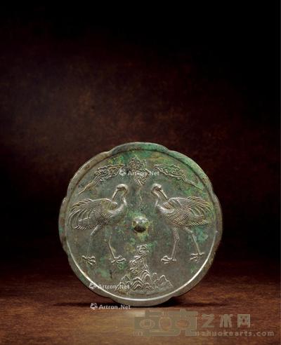 唐 青铜双鹤仙山葵花镜 直径20.4cm