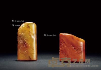 清·寿山石薄意章二方 4.1×1.9×4.4cm;3.2×1.5×6.1cm